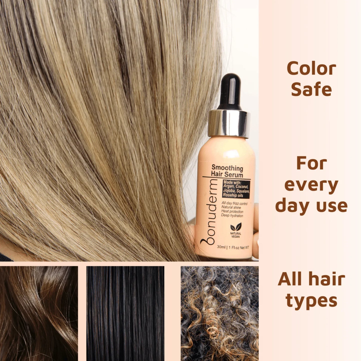 Hair Oil Concentrate – Shine, Hydrate, Frizz Control, Heat Care - Bonuderm