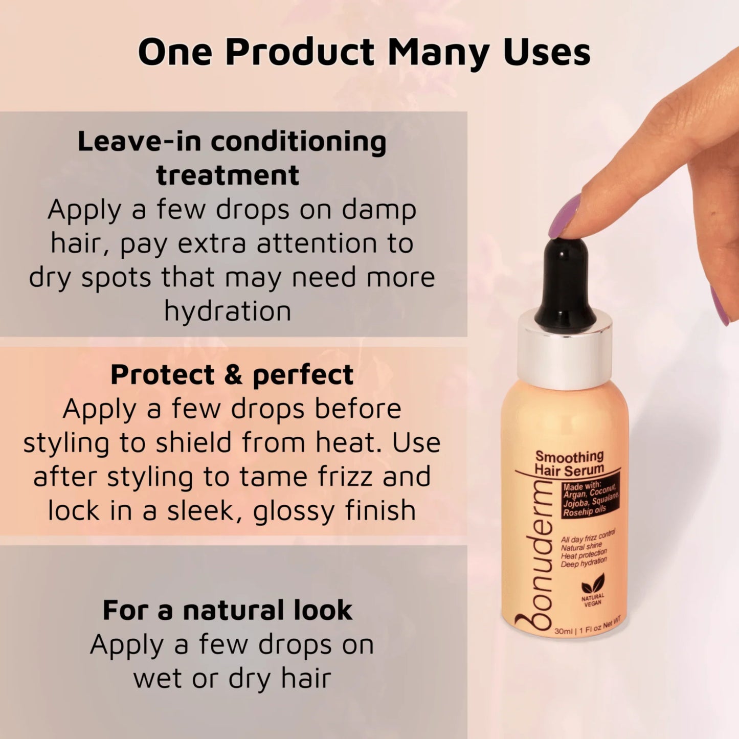 Hair Oil Concentrate – Shine, Hydrate, Frizz Control, Heat Care - Bonuderm