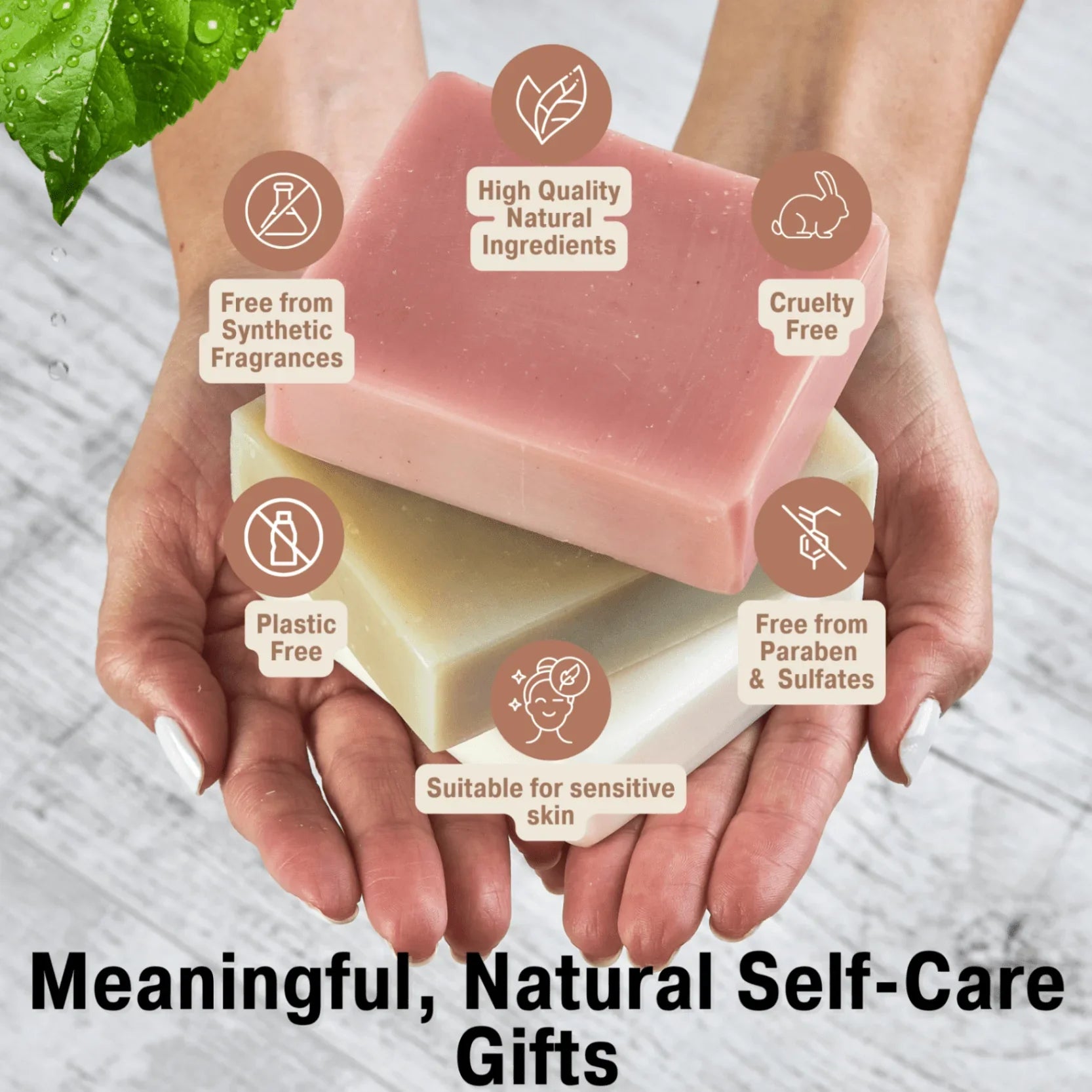 Moisturizing Handmade Vegan Soap Gift Set – 4 Natural Bars & Dish - Bonuderm