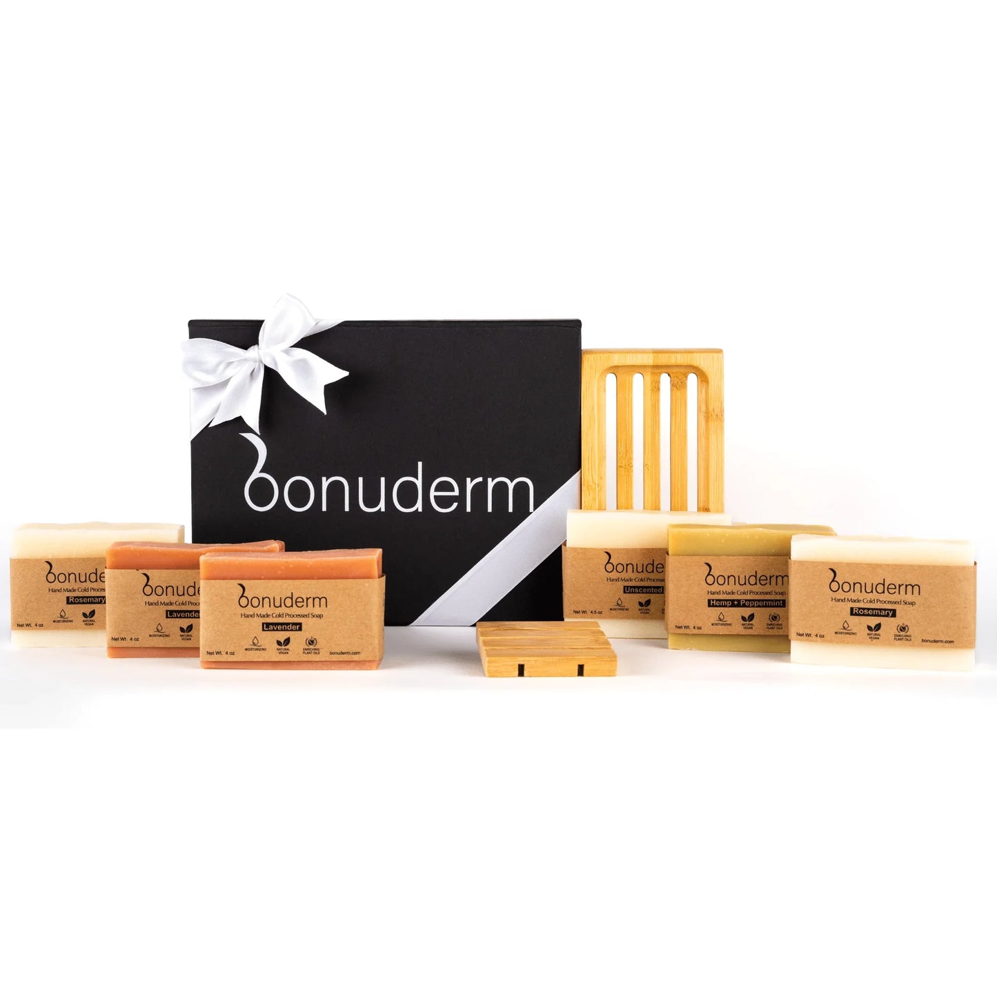 Moisturizing Handmade Vegan Soap Gift Set – 6 Natural Bars & Dish - Bonuderm