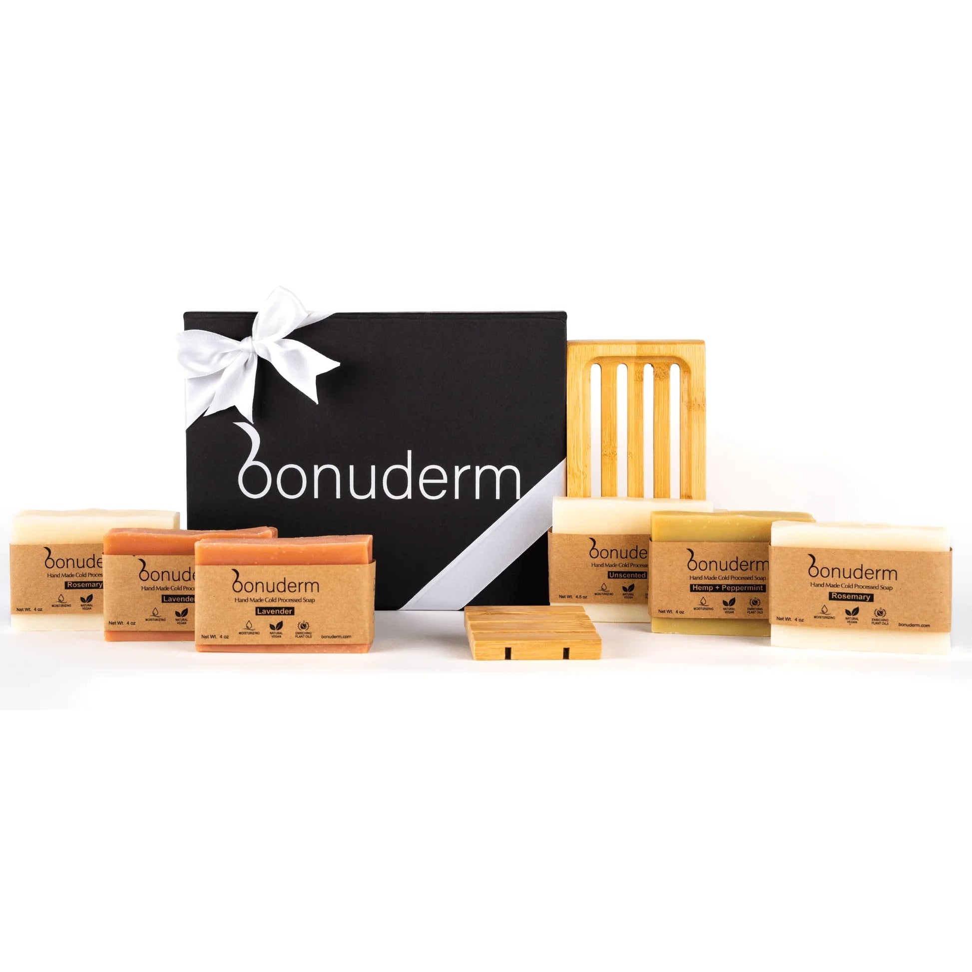 Moisturizing Handmade Vegan Soap Gift Set – 6 Natural Bars & Dish - Bonuderm