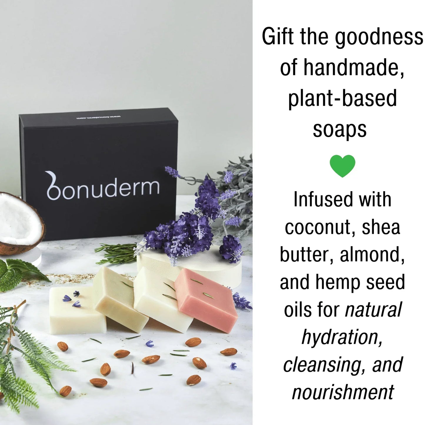 Moisturizing Handmade Vegan Soap Gift Set – 6 Natural Bars & Dish - Bonuderm
