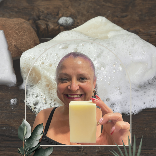 best skincare for mature skin - lady holding bar soap