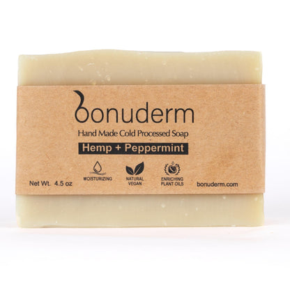 All Natural Bar Soap - Hemp Seed Oil & Peppermint - Bonuderm