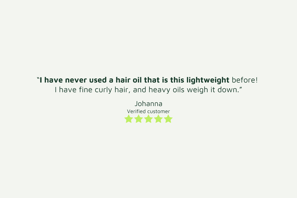 customer review with text " i have never used a hair oil that is this lightweight before..."