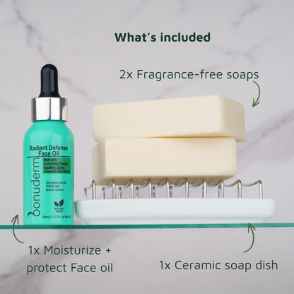 Sensitive Skin Bundle: Face Oil, Soap, Dish