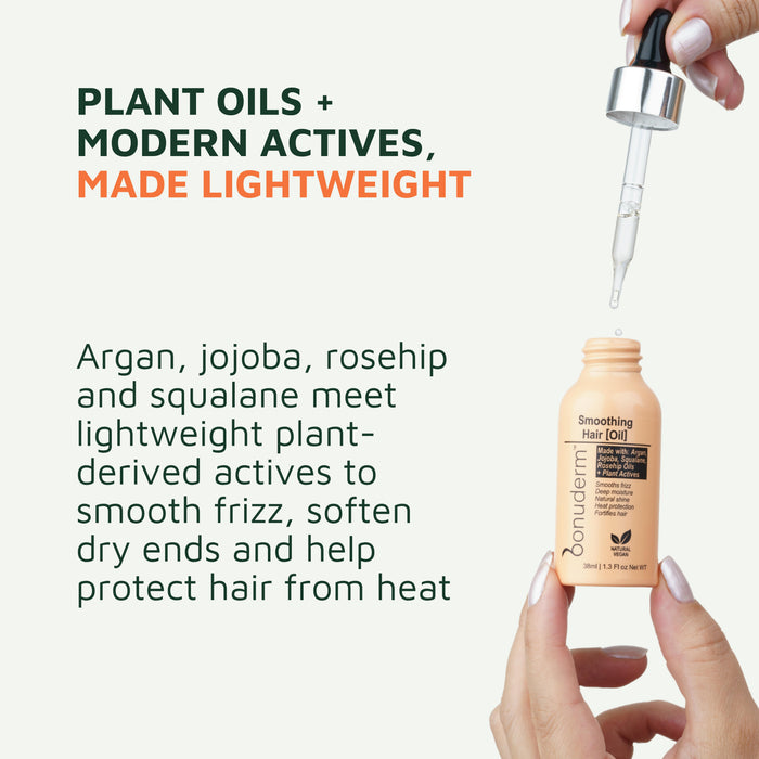 Hair oil with jojoba, argan, rosehip and squalane for lightweight smoothing