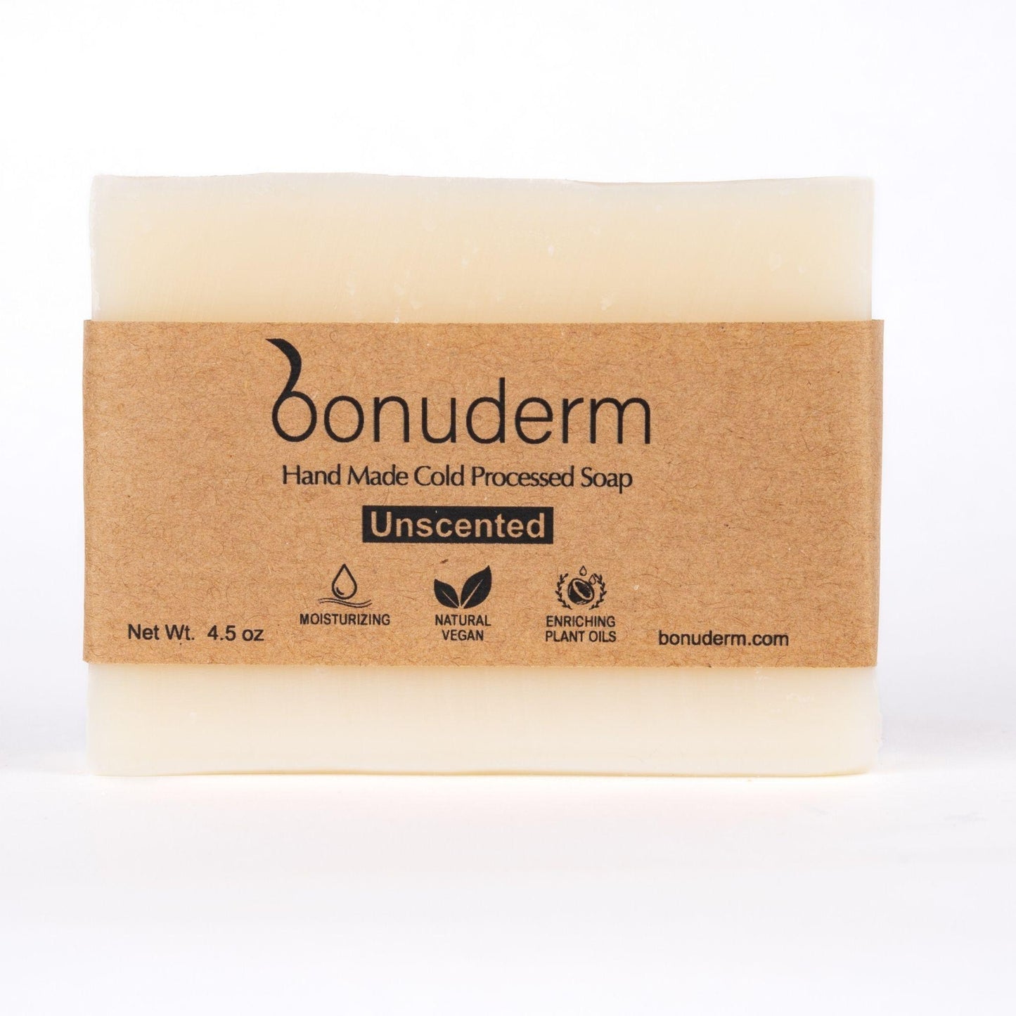 Unscented Natural Vegan Bar Soap - Moisturizing Hand, Body & Face Bars for Sensitive Skin - Bonuderm