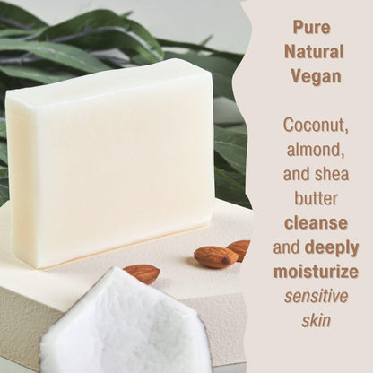 Unscented Natural Vegan Bar Soap - Moisturizing Hand, Body & Face Bars for Sensitive Skin - Bonuderm